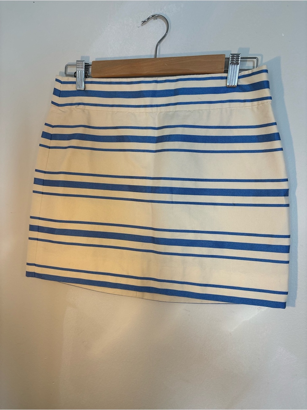 J. Crew Blue and Cream Striped Cotton Mini Skirt size 2